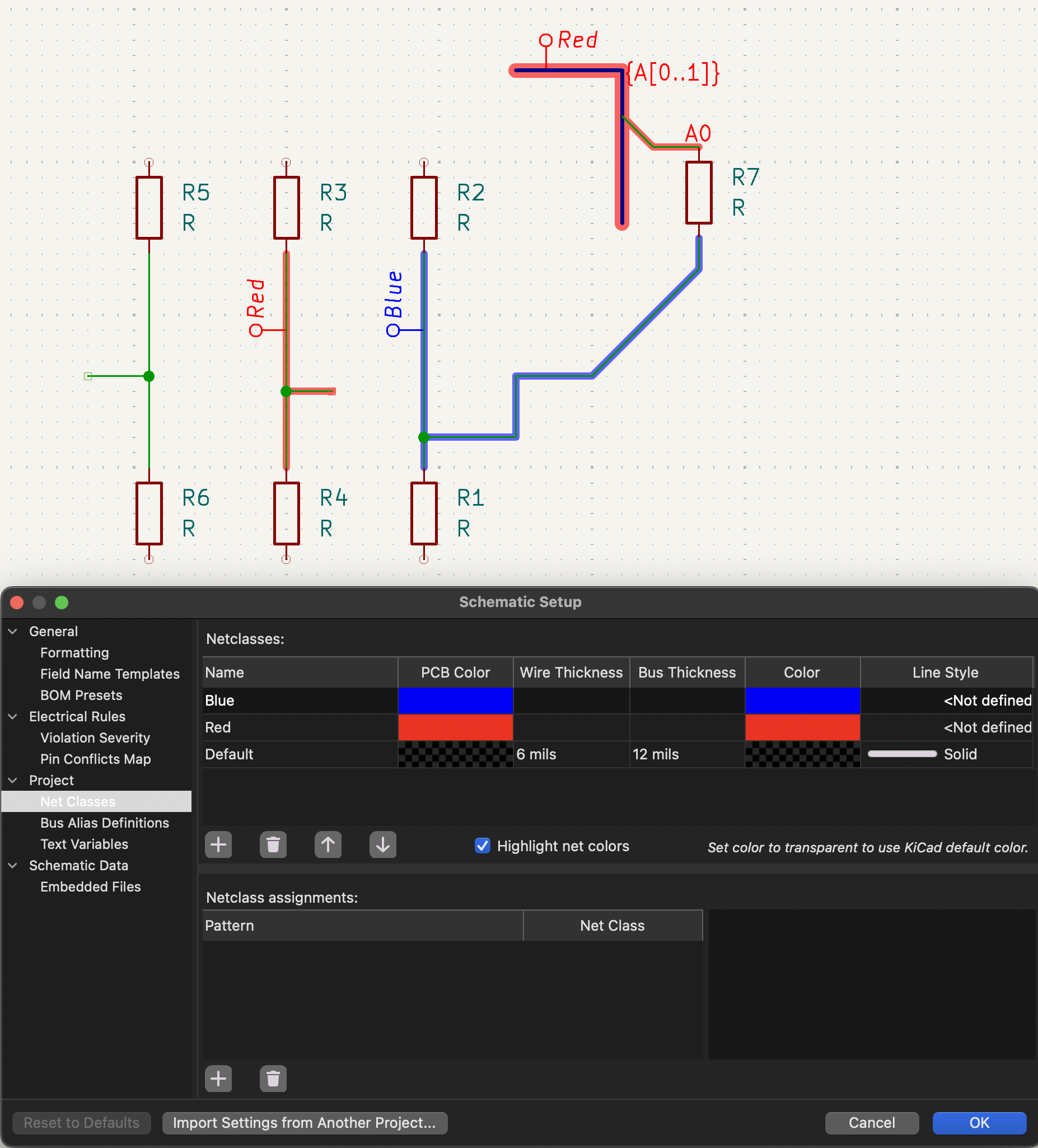 原理图网络类颜色高亮